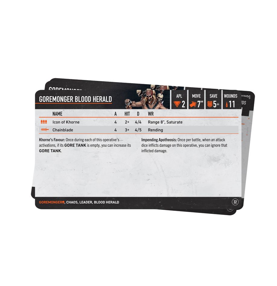 Warhammer 40k: Kill Team - Goremongers Datacards