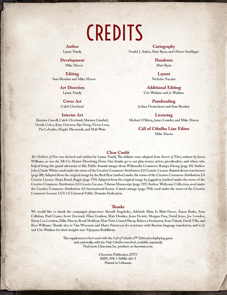 Call of Cthulhu 7E - Children of Fear: A 1920s Campaign Across Asia