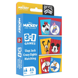 Bicycle Games - Disney Mickey and Friends: 3-in-1 Games Set (Slap Jack/Crazy Eights/Matching)