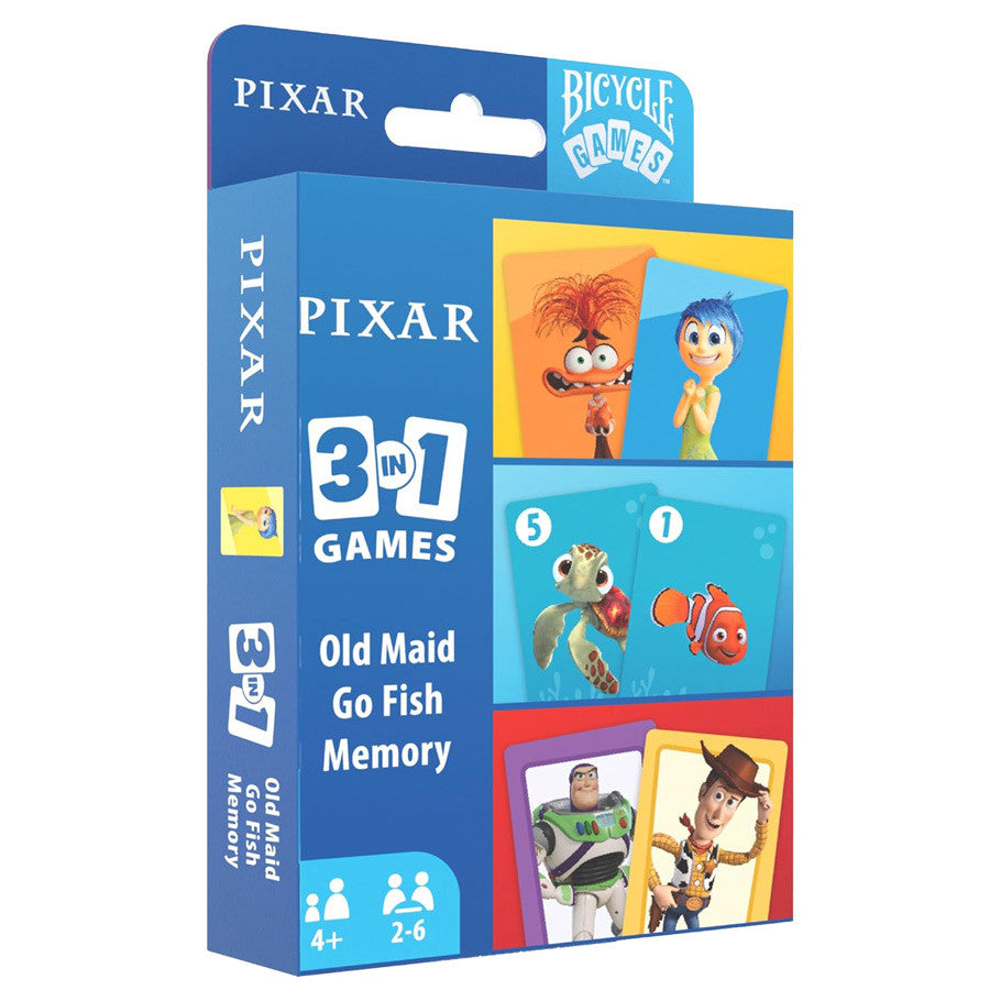 Bicycle Games - Disney Pixar: 3-in-1 Games Set (Old Maid/Go Fish/Memory)