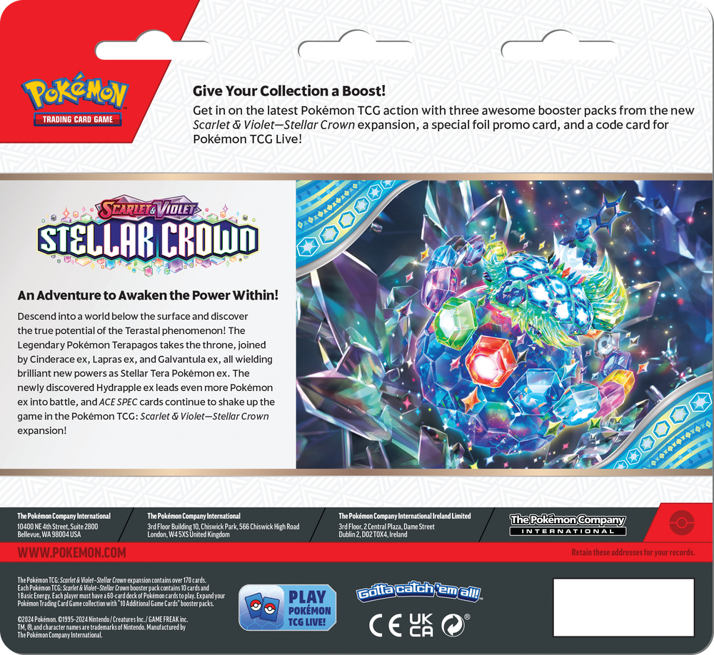 Pokémon TCG: Scarlet & Violet - Stellar Crown 3 Pack Blister Pack with Promo Card