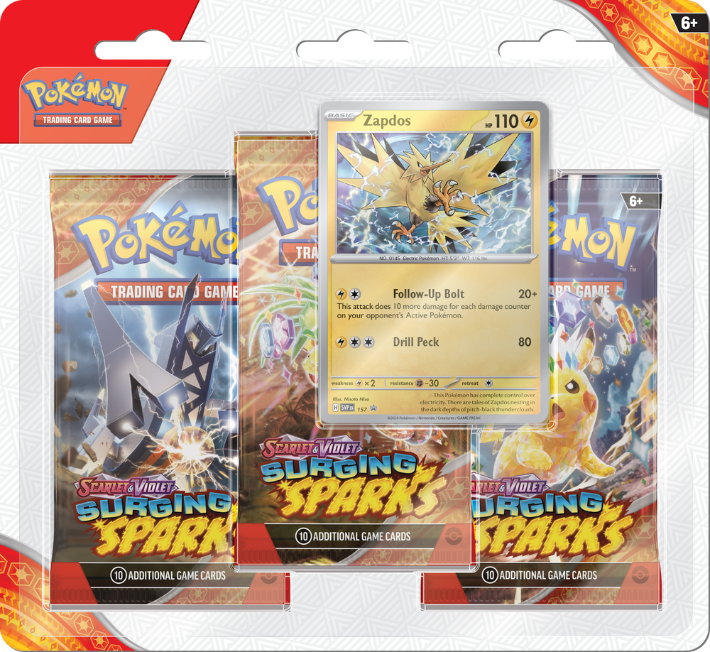 Pokmon TCG: Scarlet & Violet - Surging Sparks 3 Pack Blister Pack wit Pokmon TCG: Scarlet & Violet - Surging Sparks 3 Pack Blister Pack wit