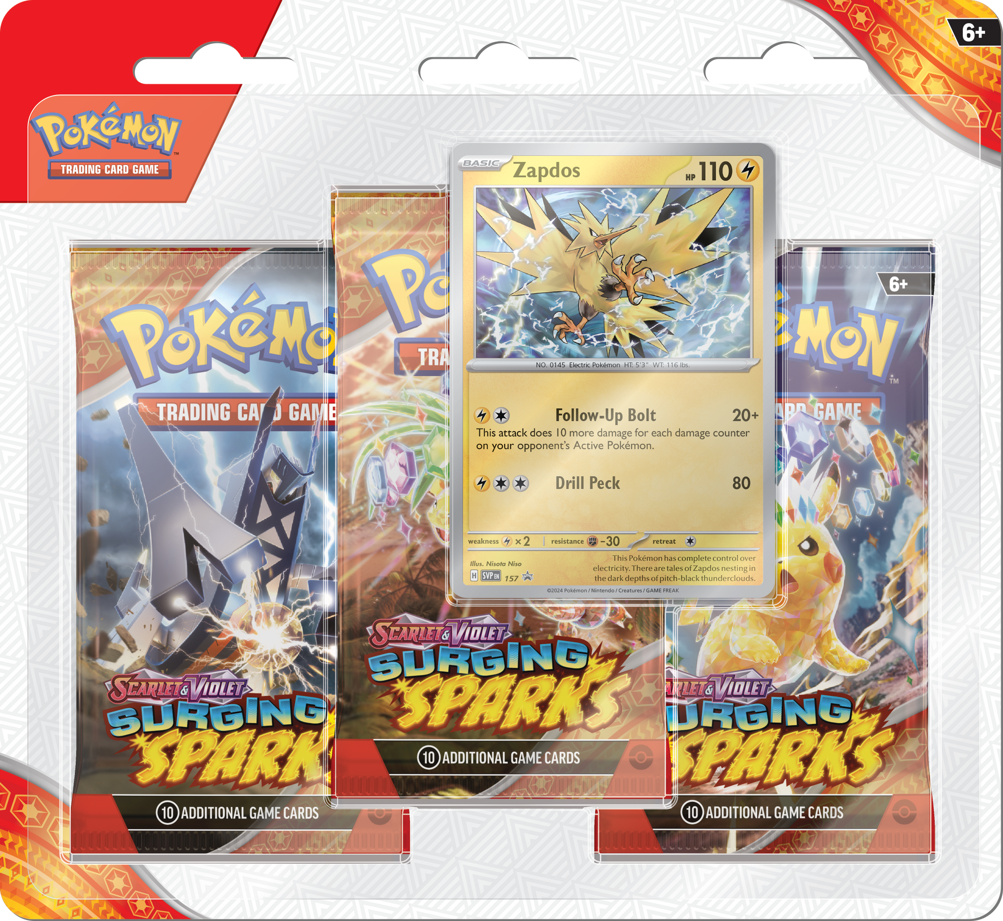 Pokmon TCG: Scarlet & Violet - Surging Sparks 3 Pack Blister Pack wit Pokmon TCG: Scarlet & Violet - Surging Sparks 3 Pack Blister Pack wit