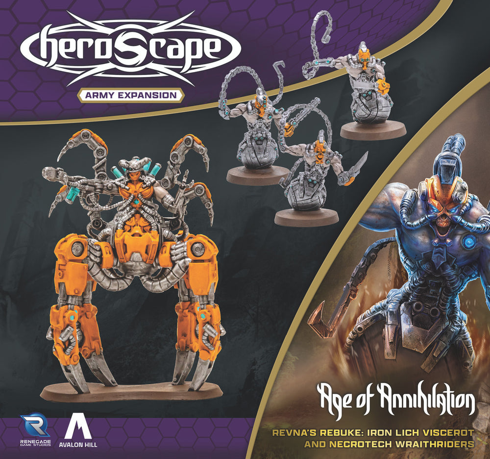 Heroscape: Revna's Rebuke: Iron Lich Viscerot and Necrotech Wraithriders Army Expansion
