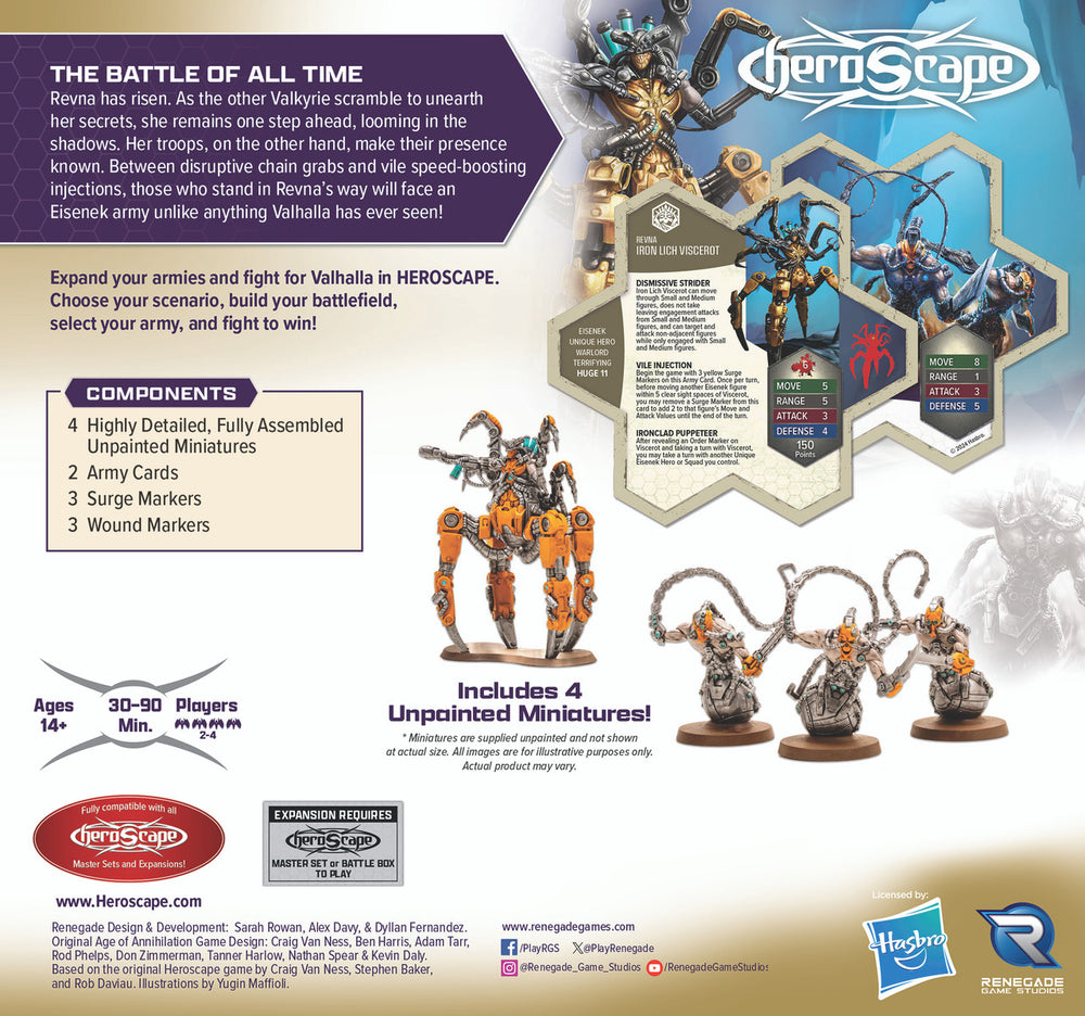 Heroscape: Revna's Rebuke: Iron Lich Viscerot and Necrotech Wraithriders Army Expansion
