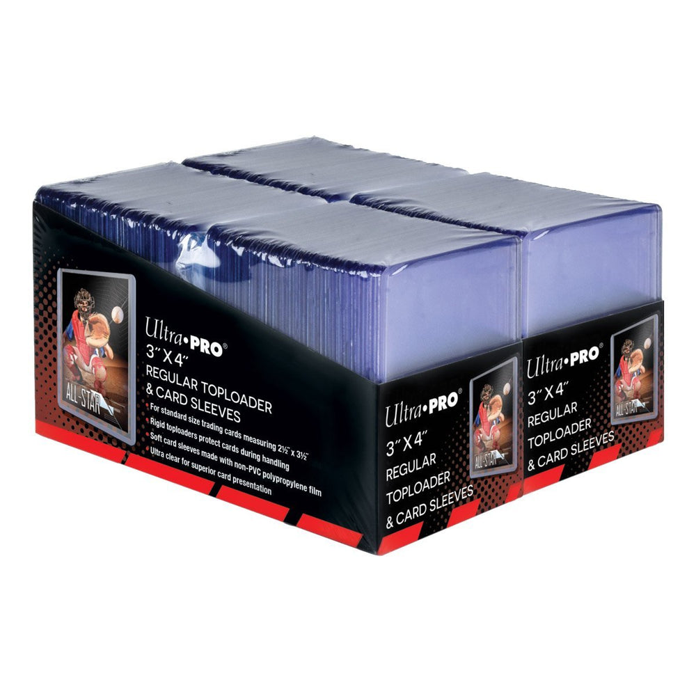 Ultra Pro 3" x 4" Clear Regular Toploaders and Soft Sleeves Bundle for Standard Size Cards 200ct