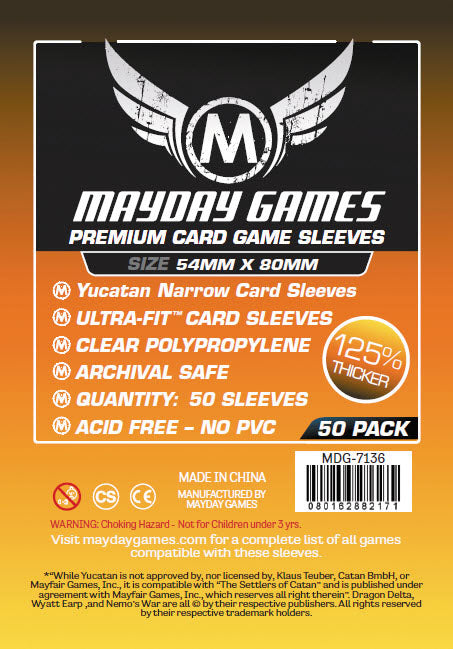 Sleeves: Premium Yucatan Narrow Card Game Sleeves 54mm x 80mm (50)