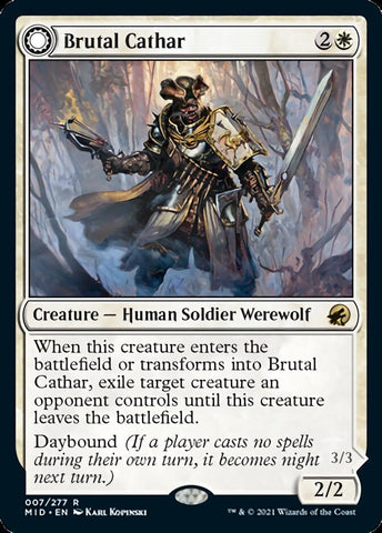 Brutal Cathar // Moonrage Brute [Innistrad: Midnight Hunt]