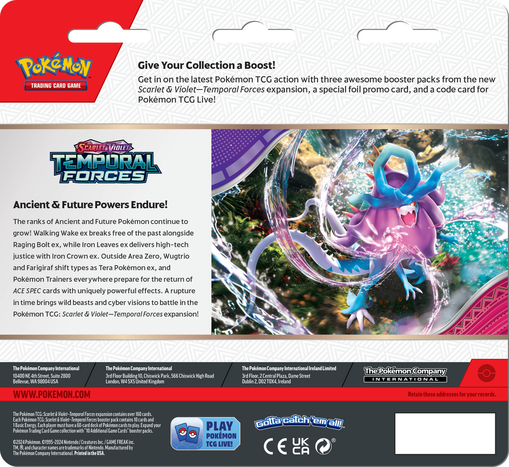 Pokémon TCG: Scarlet & Violet - Temporal Forces 3 Pack Blister Pack with Promo Card