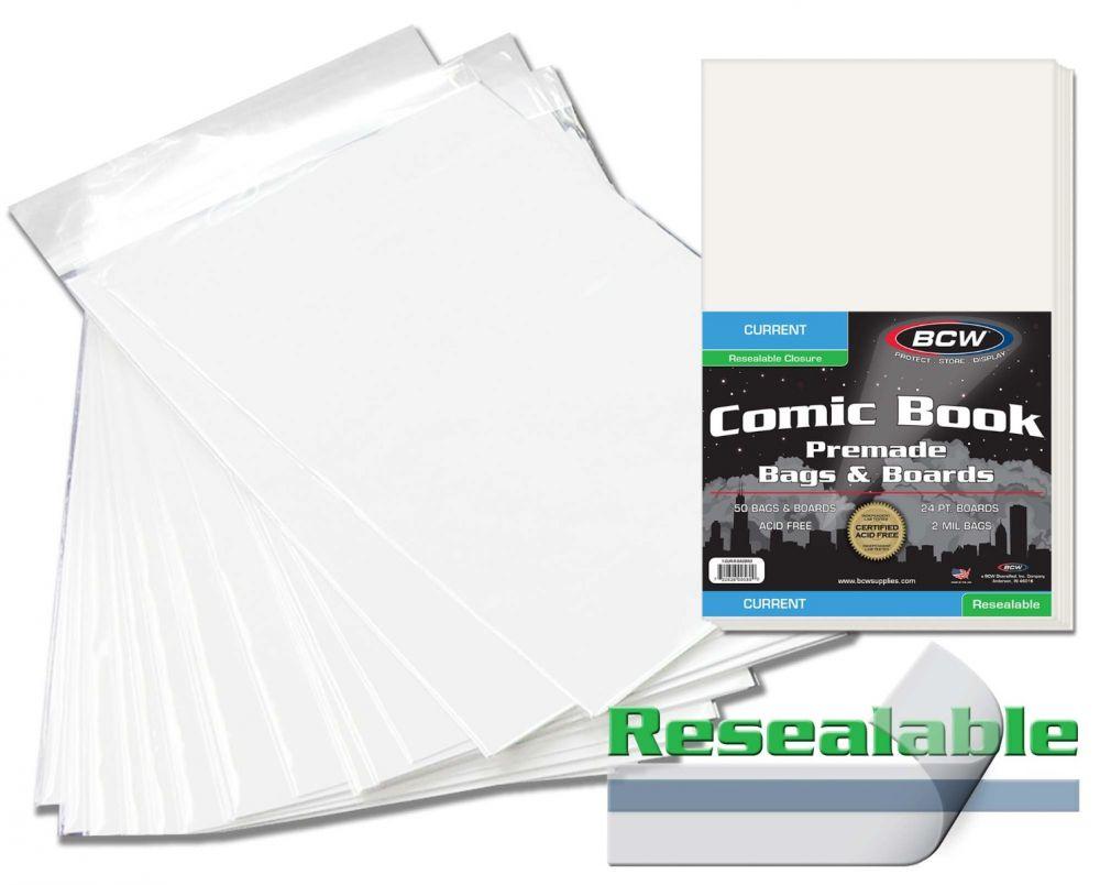 BCW Premade Resealable Current Comic Bag and Board