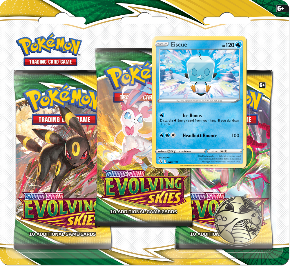 Pokémon TCG: Evolving Skies 3 Pack Blister Pack with Promo and Coin