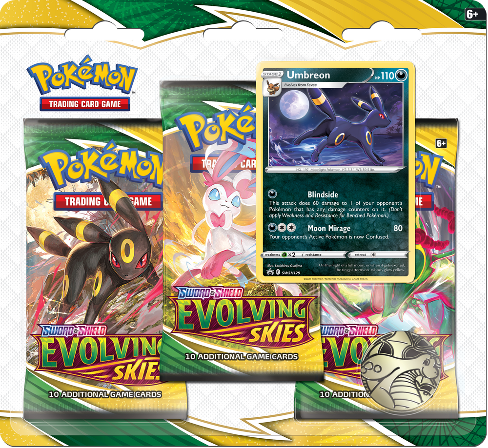 Pokémon TCG: Evolving Skies 3 Pack Blister Pack with Promo and Coin