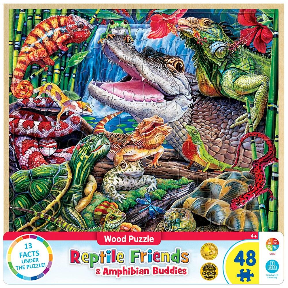 Wood Fun Facts - Reptile Friends - 48 Piece Kids Puzzle