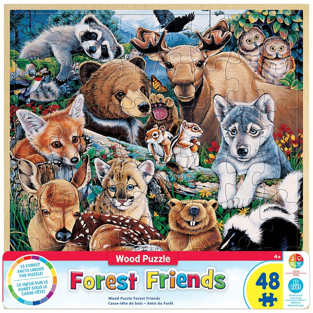 Wood Fun Facts of Forest Friends - 48 Piece Kids Puzzle by Jenny Newland